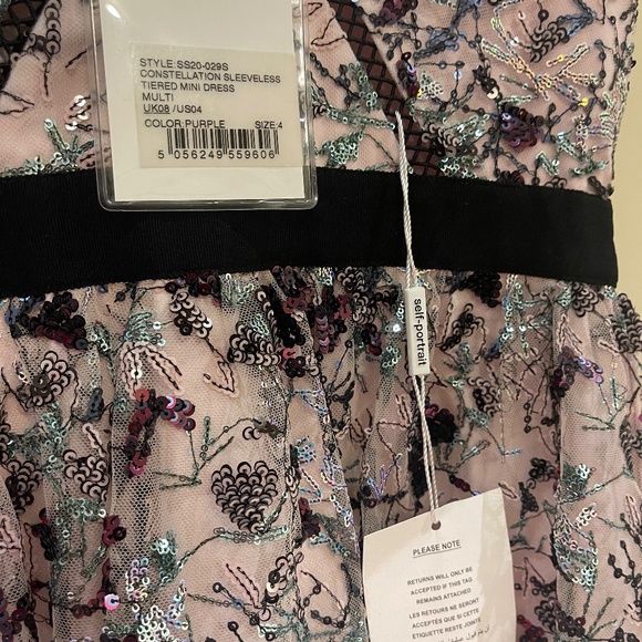 NWT self-portrait constellation sleeveless tiered mini dress US4 - Picture 9 of 11